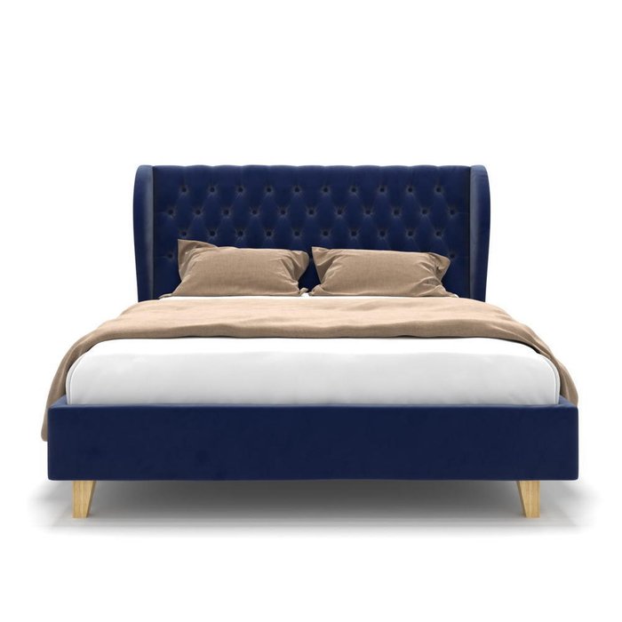 Кровать Lauren на ножках синяя 140х200 - купить Кровати для спальни по цене 58400.0