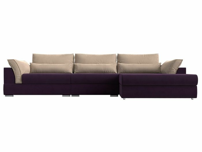 Угловой диван-кровать Пекин Long бежево-фиолетового цвета угол правый - купить Угловые диваны по цене 112999.0