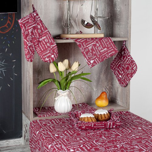 Текстильная ваза 18х18х5 'Правила кухни', рогожка, 100 % хлопок, 'Вишня' - купить Аксессуары для кухни по цене 254