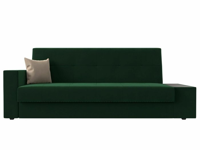 Диван-кровать Лига 020 темно-зеленого цвета со столиком справа (велюр) - купить Прямые диваны по цене 25999.0