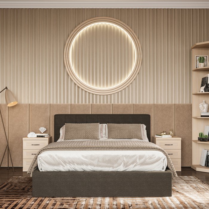 Кровать Инуа 180х200 черного цвета с подъемным механизмом  - купить Кровати для спальни по цене 84655.0