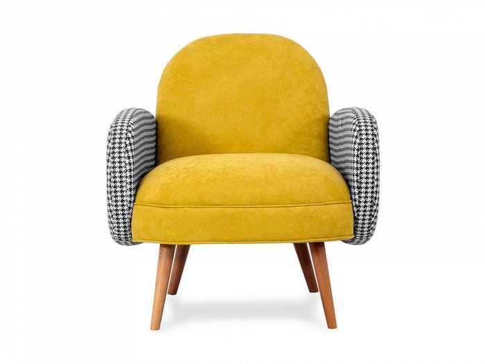 Кресло Bordo желтого цвета с коричневыми ножками  - купить Интерьерные кресла по цене 38100.0
