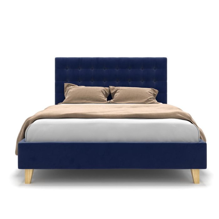 Кровать Finlay на ножках синяя 160х200 - лучшие Кровати для спальни в INMYROOM