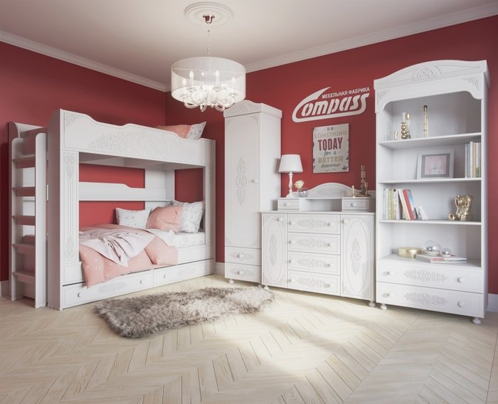 Кровать двухъярусная Ассоль белого цвета - купить Двухъярусные кроватки по цене 45435.0