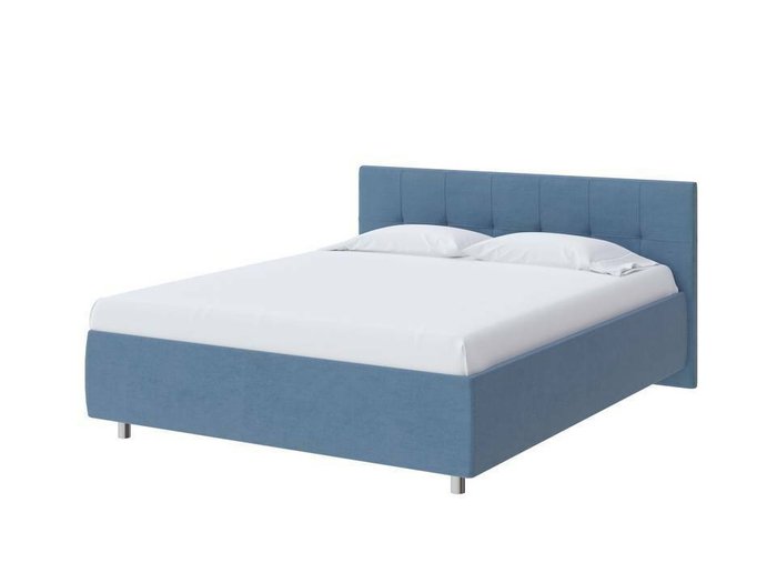 Кровать без основания Diamo 200х200 темно-голубого цвета (рогожка)