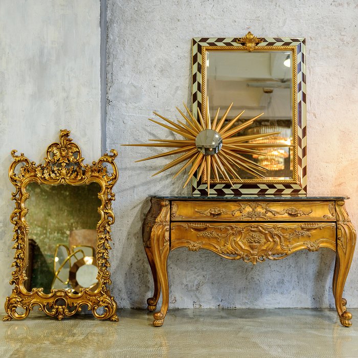 Настенное зеркало Дезири в раме цвета черного золота - купить Настенные зеркала по цене 39000.0