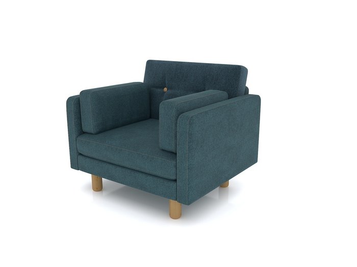 Кресло Ингвар М с ножками из массива береза и обивкой из голубого велюра - лучшие Интерьерные кресла в INMYROOM