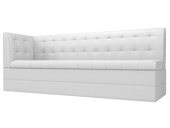Угловой диван-кровать Бриз белого цвета (экокожа) с углом слева