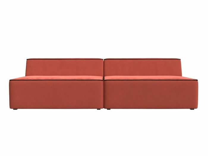 Прямой модульный диван Монс кораллового цвета с коричневым кантом - купить Прямые диваны по цене 43999.0