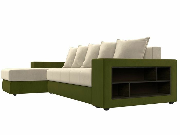 Угловой диван-кровать Дубай бежево-зеленого цвета левый угол - лучшие Угловые диваны в INMYROOM