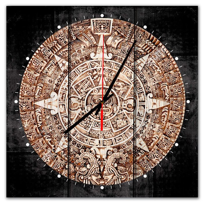 Настенные часы Календаль Майя из массива сосны 40х40 