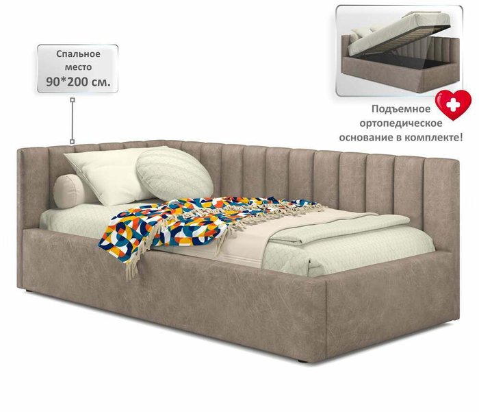 Кровать с подъемным механизмом Milena 90х200 цвета латте - купить Кровати для спальни по цене 21990.0
