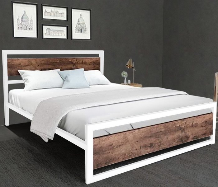 Кровать Бостон 160х200 бело-коричневого цвета - лучшие Кровати для спальни в INMYROOM