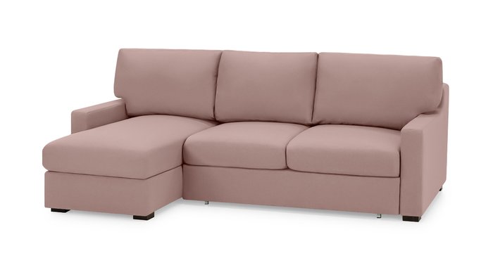 Угловой диван-кровать с оттоманкой Непал розового цвета
