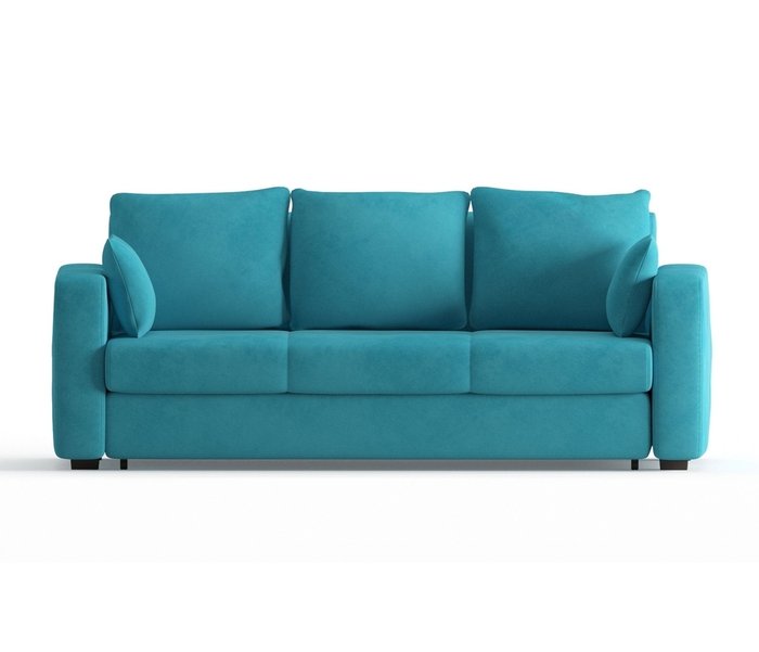 Диван-кровать Риквир в обивке из велюра голубого цвета - купить Прямые диваны по цене 36900.0