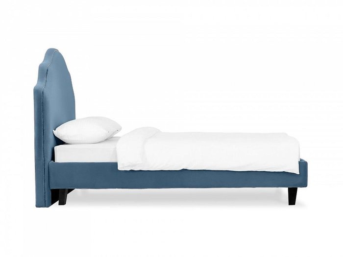 Кровать Queen II Victoria L 160х200 голубого цвета с ножками черного цвета - лучшие Кровати для спальни в INMYROOM