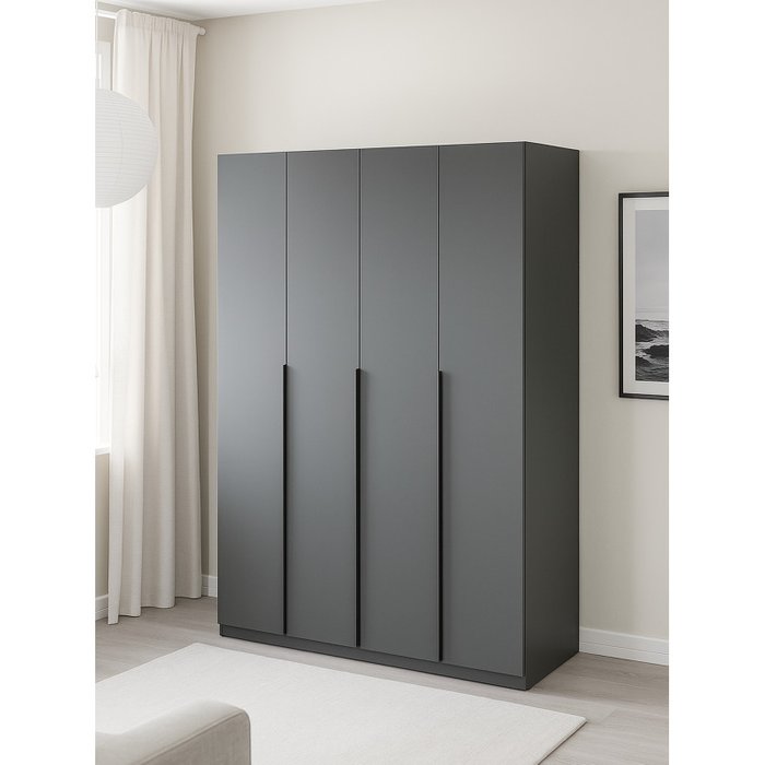 Распашной шкаф Даиго серого цвета - лучшие Шкафы распашные в INMYROOM Распашной шкаф Даиго серого цвета - лучшие Шкафы распашные в INMYROOM