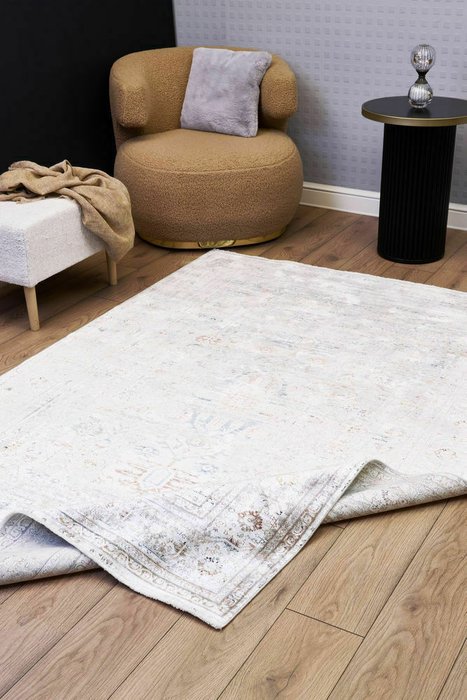 Ковер Heriz 160х230 бежево-серого цвета с бахромой - лучшие Ковры в INMYROOM