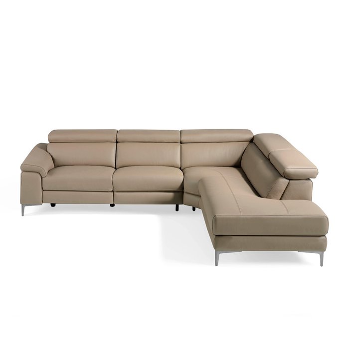 Угловой диван в обивке из кожи коричневого цвета - лучшие Угловые диваны в INMYROOM