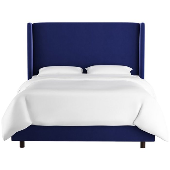 Кровать Kelly Wingback Blue Velvet синего цвета 180х200