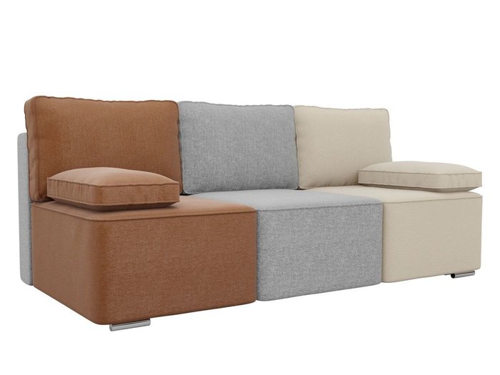 Прямой диван-кровать Радуга коричнево-серо-бежевого цвета