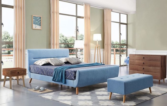 Кровать Borneo 160х200 синего цвета - купить Кровати для спальни по цене 48633.0