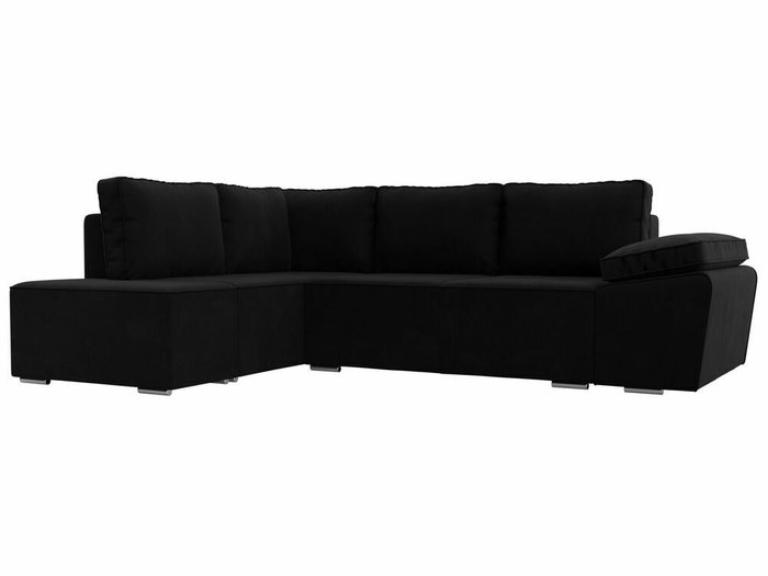 Угловой диван-кровать Хьюго черного цвета левый угол