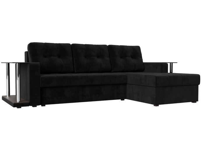 Угловой диван-кровать Даллас черного цвета