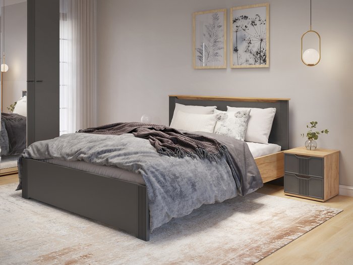 Кровать с основанием Эмилия 160х200 серого цвета - лучшие Кровати для спальни в INMYROOM