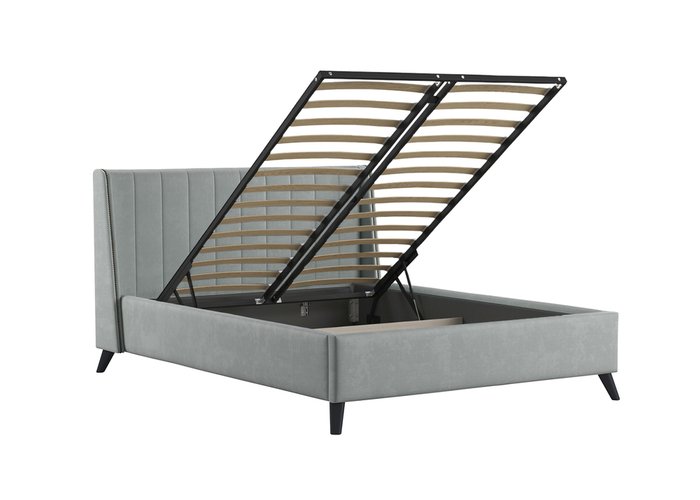 Кровать Виола 160х200 светло-серого цвета с подъемным механизмом и дном - лучшие Кровати для спальни в INMYROOM