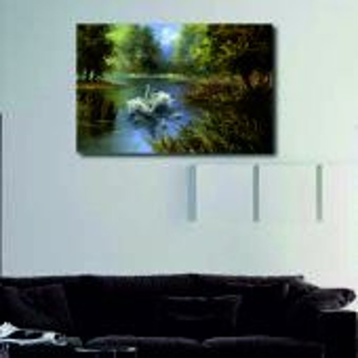 Декоративная картина на холсте "Лебеди в пруду" - купить Принты по цене 3090.0