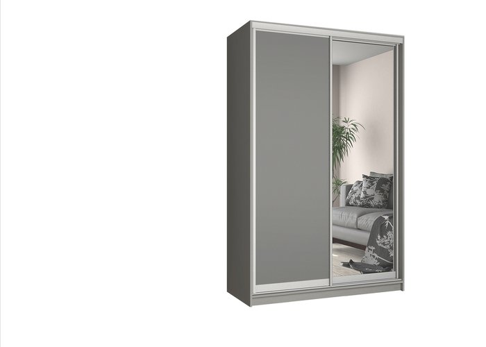 Шкаф серый с зеркалом