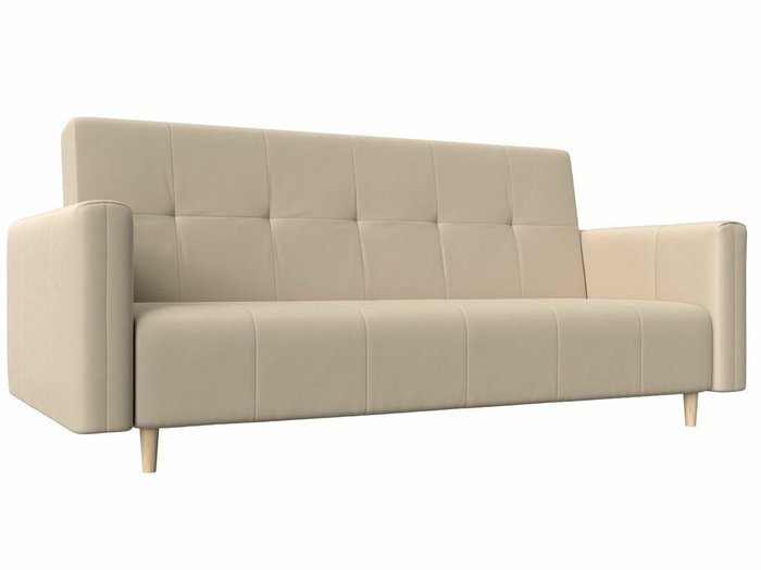 Прямой диван-кровать Вест бежевого цвета (экокожа)