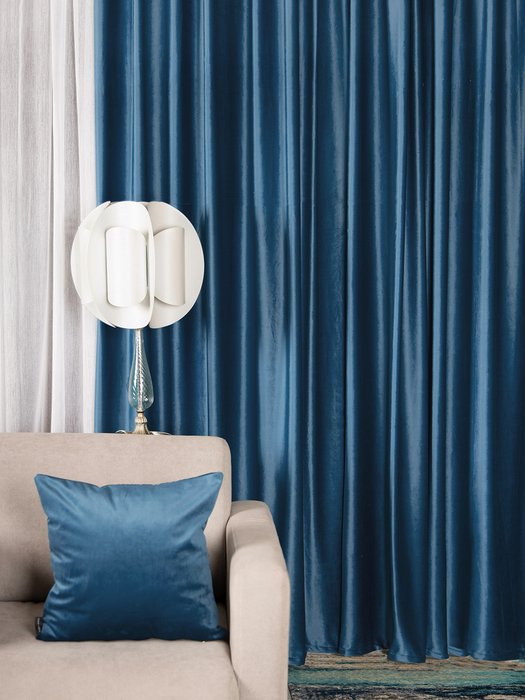 Комплект штор из велюра Monaco 150х270 синего цвета