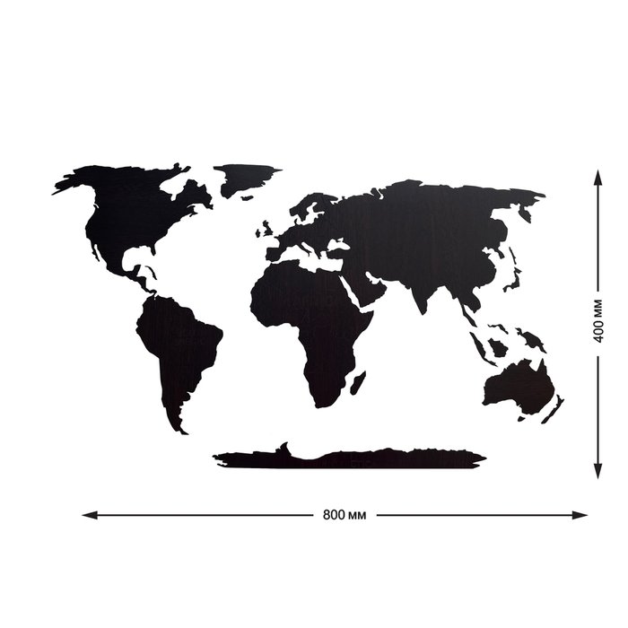 Деревянная карта мира Continent Еdition с гравировкой материков цвета венге - купить Декор стен по цене 1190.0