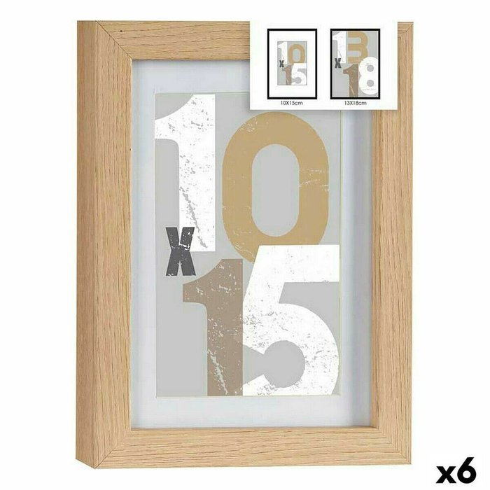 Фоторамка 16 x 21 x 2,5 cm Натуральный Cтекло Деревянный MDF (6 штук)