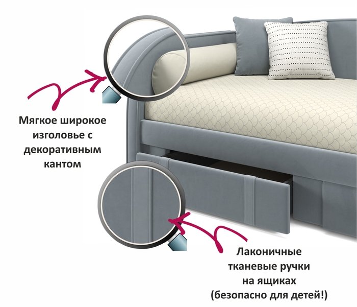 Кровать с ортопедическим основанием и матрасом Elda 90х200 серого цвета - лучшие Кровати для спальни в INMYROOM