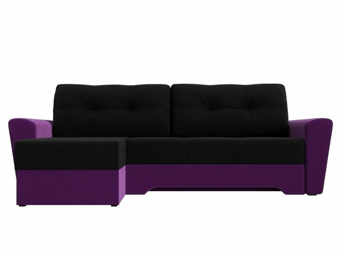 Угловой диван-кровать Амстердам черно-фиолетового цвета левый угол - купить Угловые диваны по цене 43999.0