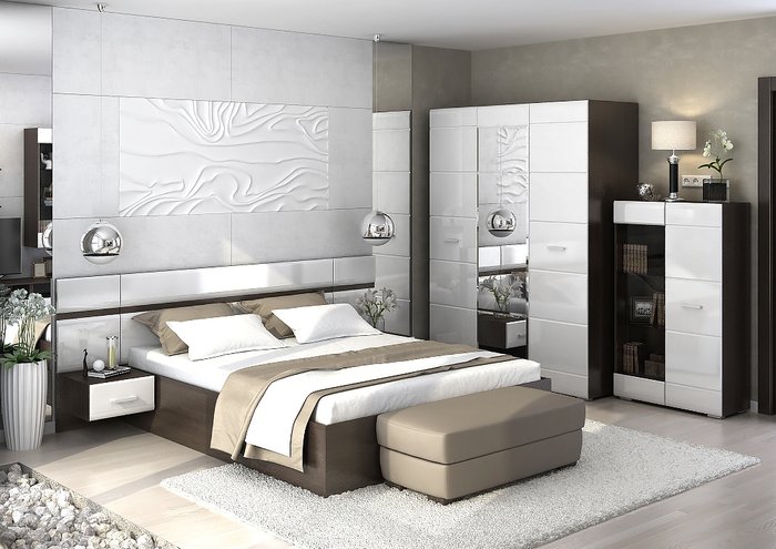 Кровать Вегас 140х200 бело-коричневого цвета - лучшие Кровати для спальни в INMYROOM