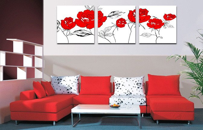 Модульная картина от дизайнера: Алые розы - купить Принты по цене 3890.0