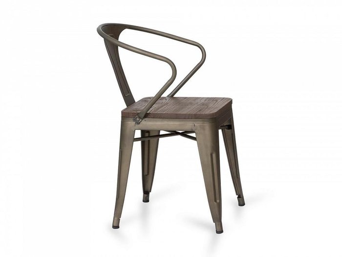 Стул Tolix wood серо-коричневого цвета - лучшие Обеденные стулья в INMYROOM