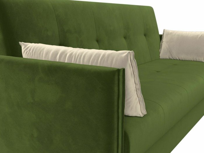 Диван-книжка Лига 018 зеленого цвета (микровельвет) - лучшие Прямые диваны в INMYROOM