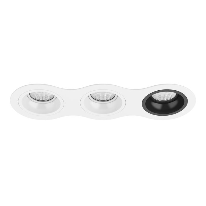 Набор из трех светильников и рамки Domino M бело-черного цвета - лучшие Встраиваемые споты в INMYROOM
