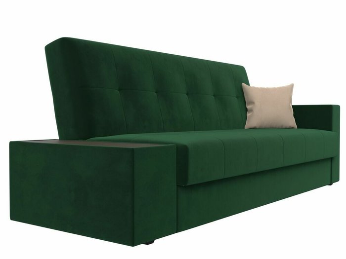 Диван-кровать Лига 020 темно-зеленого цвета со столом слева - лучшие Прямые диваны в INMYROOM