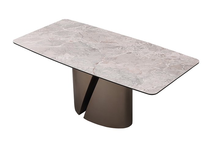 Обеденный стол бежево-коричневого цвета с керамической столешницей  - лучшие Обеденные столы в INMYROOM