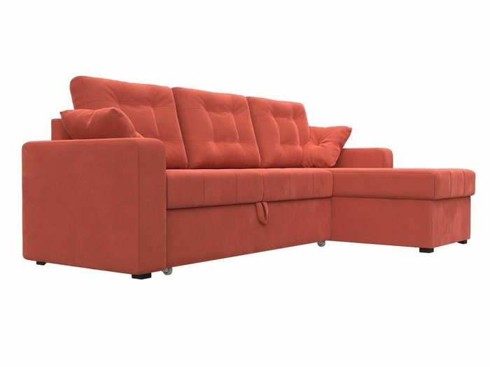 Угловой диван-кровать Камелот кораллового цвета правый угол - лучшие Угловые диваны в INMYROOM