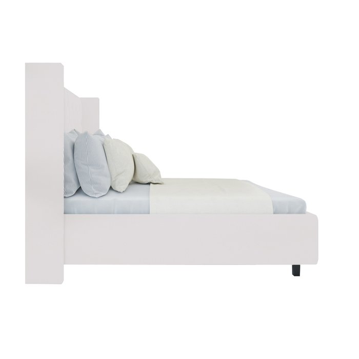 Кровать "Wing-2" Велюр Молочный 140x200 - лучшие Кровати для спальни в INMYROOM