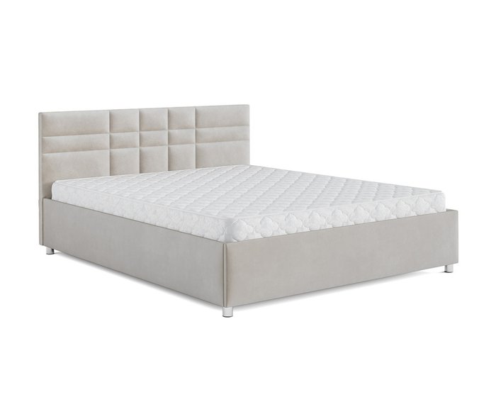Кровать Нью-Йорк 140х190 бежевого цвета с подъемным механизмом (вельвет) - купить Кровати для спальни по цене 25390.0