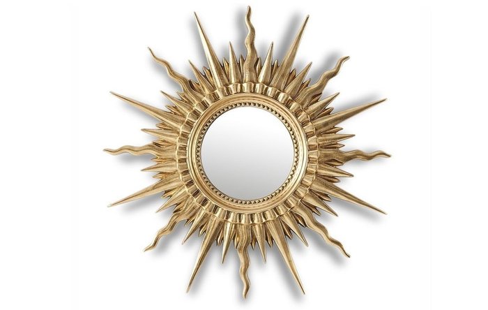 Настенное зеркало Sun в раме золотого цвета Настенное зеркало Sun в раме золотого цвета