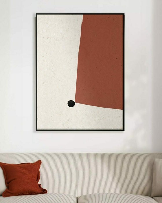 Интерьерное жикле Beige and Orange 60х80 в черной раме  - лучшие Картины в INMYROOM
